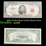 1963 $5 Red Seal United States Note Grades Choice AU/BU Slider