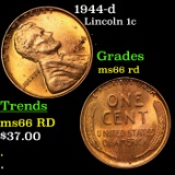 1944-d Lincoln Cent 1c Grades GEM+ Unc RD