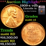 ***Auction Highlight*** 1909-s vdb Lincoln Cent 1c Grades GEM+ Unc RD By SEGS (fc)