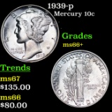 1939-p Mercury Dime 10c Grades GEM++ Unc