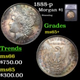 1888-p Morgan Dollar $1 Graded ms65+ BY SEGS