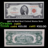 1963 $2 Red Seal United States Note Grades Choice CU