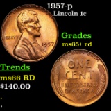 1957-p Lincoln Cent 1c Grades Gem+ Unc RD