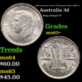 1943D Australia 3 Pence (Threepence) Silver KM# 37 Grades Select+ Unc