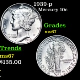 1939-p Mercury Dime 10c Grades GEM++ Unc