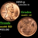 1955-p Lincoln Cent 1c Grades Gem+ Unc RD