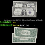 2x Consecutive 1957B $1 Silver Certificates, AU Grade Grades CU