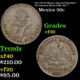 1877 (Pi H) Mexico (Second Republic) 50 Centavos Silver KM# 407.7 Grades vf++