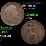 1910 Great Britain 1 Penny KM# 794.2 Grades vf++
