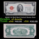 1928G $2 Red Seal United States Note Grades xf details