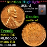 ***Auction Highlight*** 1931-d Lincoln Cent 1c Graded ms65+ rd By SEGS (fc)