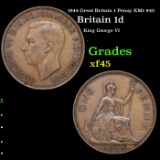 1944 Great Britain 1 Penny KM# 845 Grades xf+