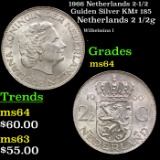 1966 Netherlands 2-1/2 Gulden Silver KM# 185 Grades Choice Unc