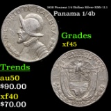 1930 Panama 1/4 Balboa Silver KM# 11.1 Grades xf+