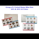 Group of 2 United States Mint Set in Original Government Packaging! From 1971-1972 with 22 Coins Ins