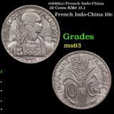 11940(a) French Indo-China 10 Cents KM# 21.1 Grades Select Unc