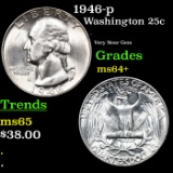 1946-p Washington Quarter 25c Grades Choice+ Unc