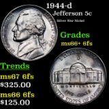 1944-d Jefferson Nickel 5c Grades GEM++ 6fs