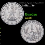 1954C India-Republic 1/2 Rupee KM# 6.2 Grades Select AU