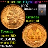 ***Auction Highlight*** 1907 Indian Cent 1c Grades Gem+ Unc RD By SEGS (fc)