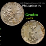 1944S Philippines 5 Centavos KM# 180a Grades Select Unc