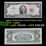 1963A $2 Red Seal United States Note Grades Gem CU