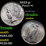 1923-p Peace Dollar $1 Grades Choice+ Unc