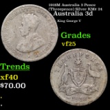 1918M Australia 3 Pence (Threepence) Silver KM# 24 Grades vf+