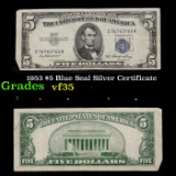 1953 $5 Blue Seal Silver Certificate Grades vf++