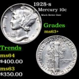 1928-s Mercury Dime 10c Grades Select+ Unc