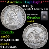 ***Auction Highlight*** 1846-p Seated Liberty Quarter 25c Graded ms64+ By SEGS (fc)
