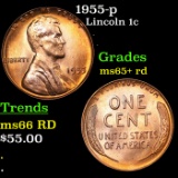1955-p Lincoln Cent 1c Grades Gem+ Unc RD