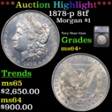 ***Auction Highlight*** 1878-p 8tf Morgan Dollar $1 Graded ms64+ BY SEGS (fc)