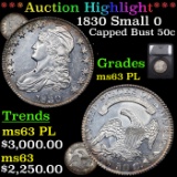 ***Auction Highlight*** 1830 Small 0 Capped Bust Half Dollar 50c Graded ms63 PL BY SEGS (fc)