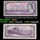 1954 Bank of Canada $10 (Ottawa, CA) Grades vf+