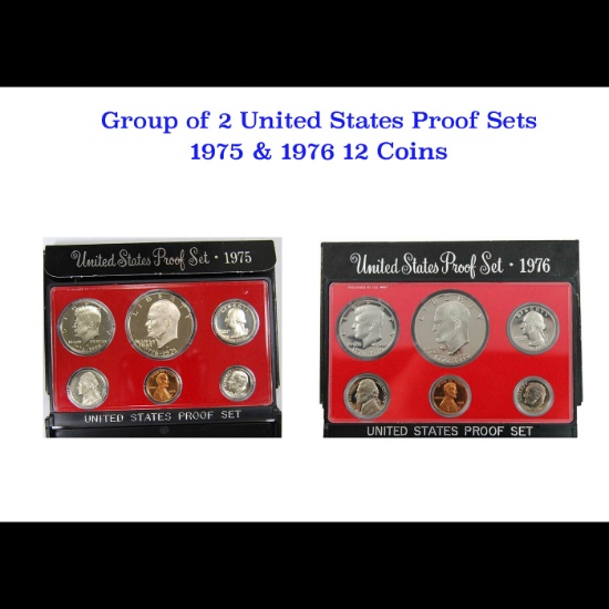 Group of 2 United States Mint Proof Sets 1975-1976 12 coins