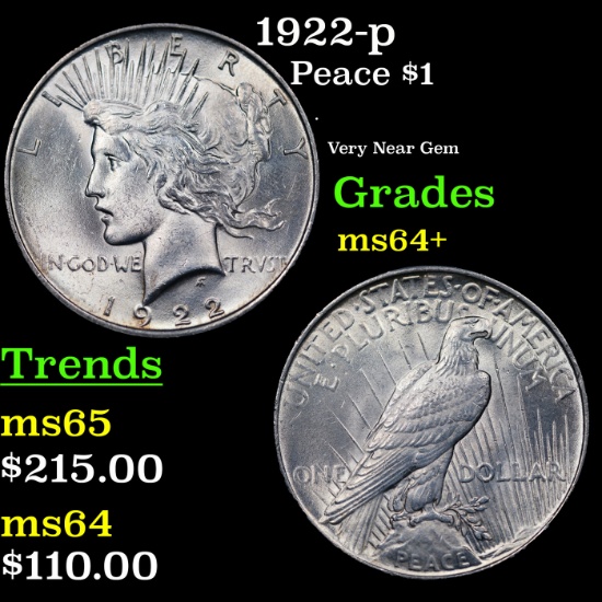 1922-p Peace Dollar $1 Grades Choice+ Unc