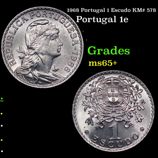 1968 Portugal 1 Escudo KM# 578 Grades GEM+ Unc
