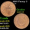 1865 Fancy 5 Two Cent Piece 2c Grades Choice Unc RB