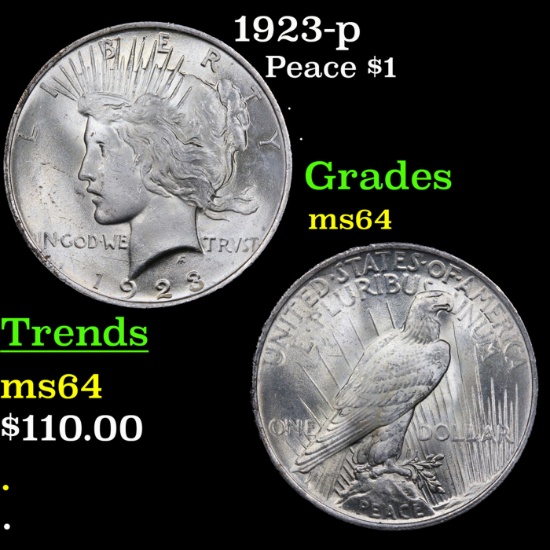 1923-p Peace Dollar $1 Grades Choice Unc