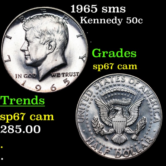 1965 sms Kennedy Half Dollar 50c Grades sp67 cam