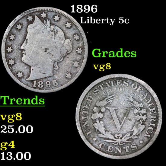 1896 Liberty Nickel 5c Grades vg, very good