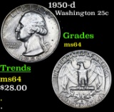 1950-d Washington Quarter 25c Grades Choice Unc