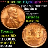 ***Auction Highlight*** 1937-d Lincoln Cent Near TOP POP! 1c Graded ms67+ rd BY SEGS (fc)