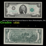 1976 $2 Green Seal Federal Reserve Note (Philadelphia, PA) Grades vf+