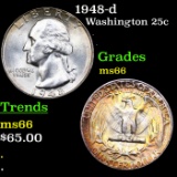 1948-d Washington Quarter 25c Grades GEM+ Unc