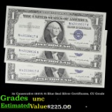 3x Consecutive 1957A $1 Blue Seal Silver Certificates, CU Grade Grades Brilliant Uncirculated