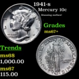 1941-s Mercury Dime 10c Graded ms67+ BY SEGS