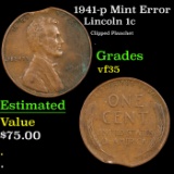 1941-p Lincoln Cent Mint Error 1c Grades vf++