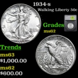 1934-s Walking Liberty Half Dollar 50c Graded ms62 BY SEGS